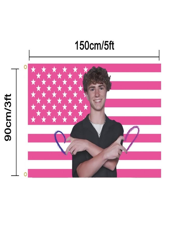 MAGJIUKE Walker Celebrity American Flag Tapestry - 3x5 Ft Outdoor, Pink Scobell USA Wall Polyester Banner for Bedroom - Image 2